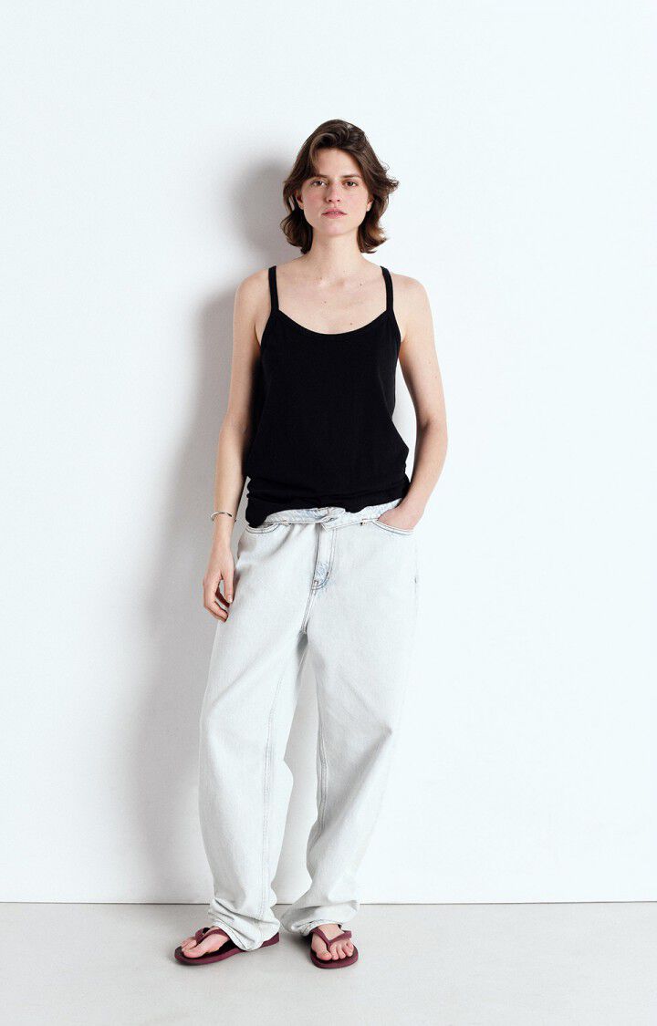 American Vintage Débardeur Femme Gamipy - NOIR 0 Fines Bretelles Noir - E25