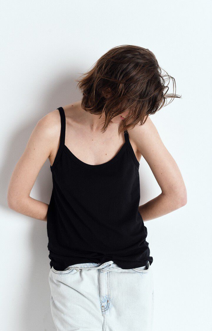american vintage Débardeur femme Gamipy - NOIR 0 Fines bretelles Noir - E25