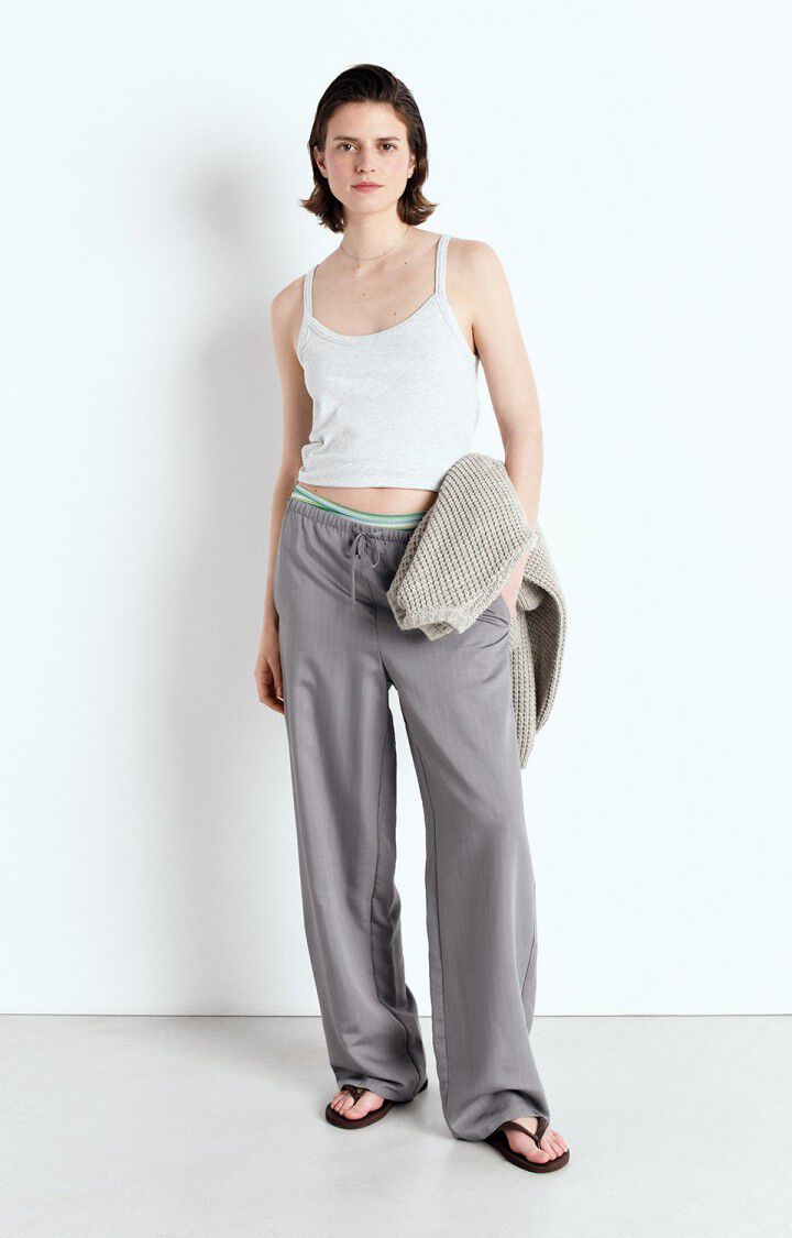 American Vintage Débardeur Femme Gamipy - POLAIRE CHINE 0 Fines Bretelles Gris - E25