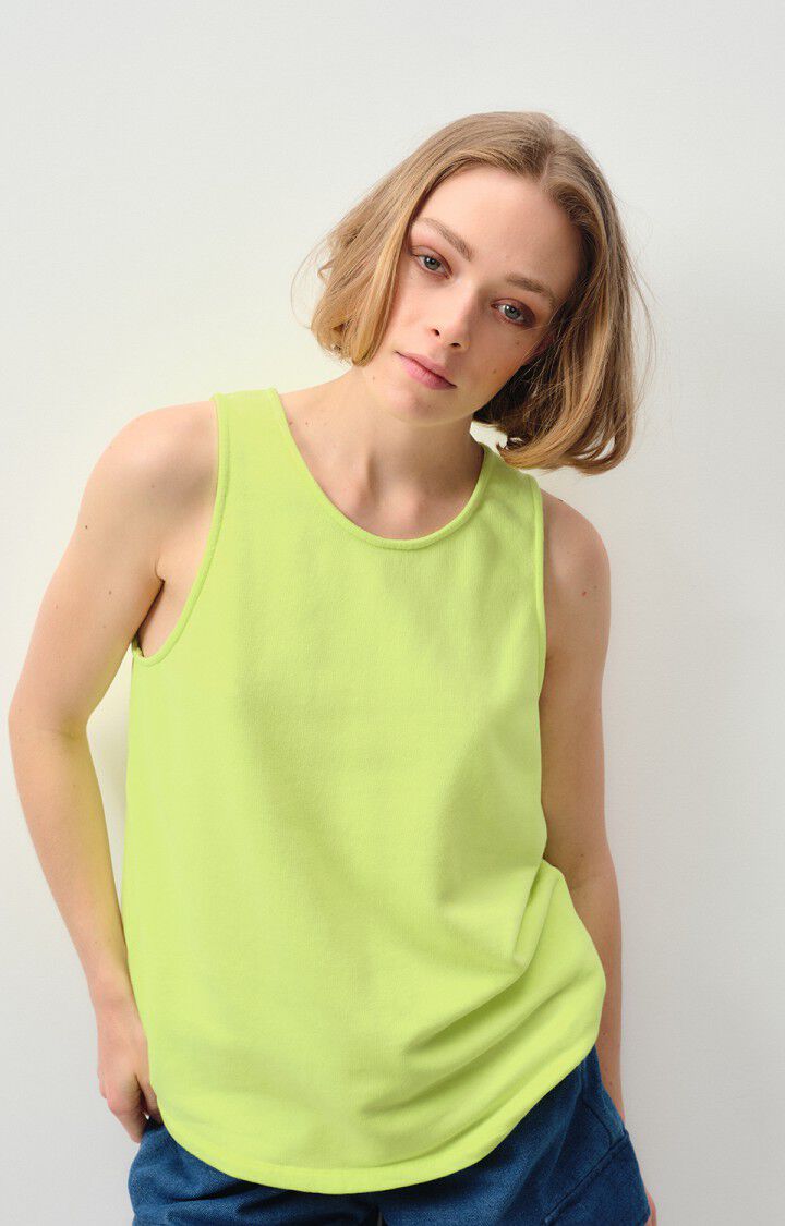 american vintage Débardeur femme Hapylife - JAUNE FLUO 0 Sans manches Jaune - E24