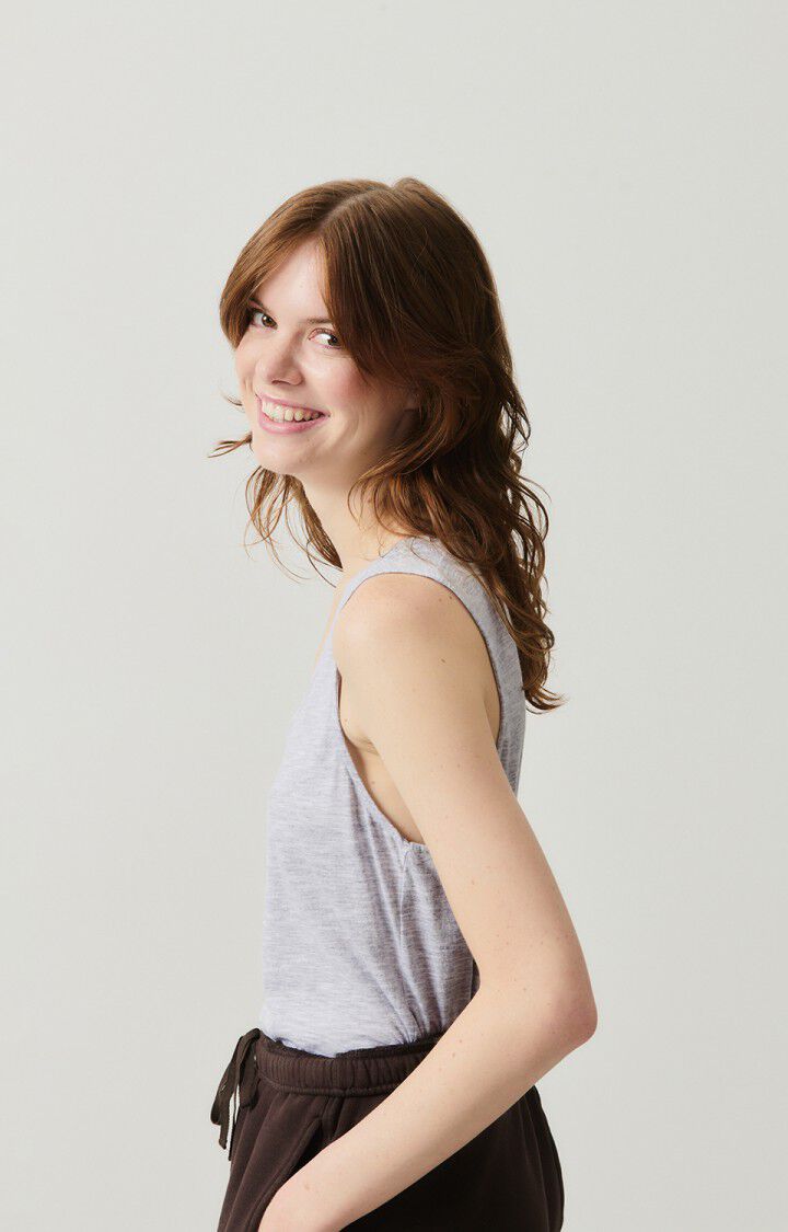 American Vintage Débardeur Femme Jacksonville - POLAIRE CHINE 0 Sans Manches Gris - E25