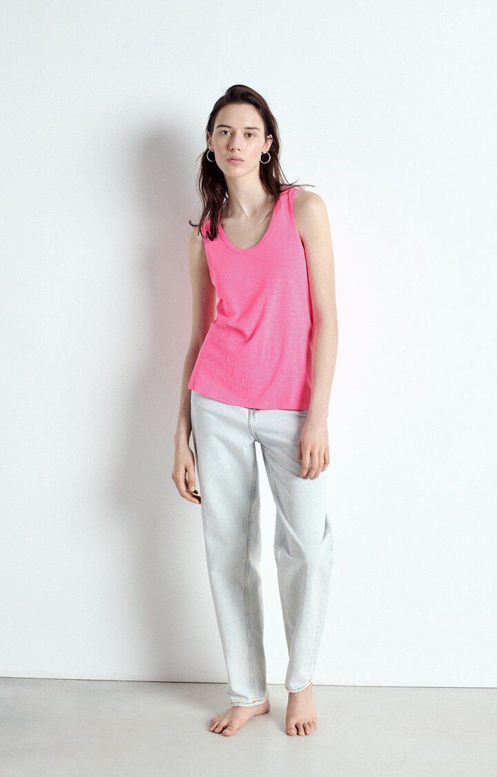 American Vintage Débardeur Femme Jacksonville - ROSE FLUO 0 Sans Manches Rose - E25