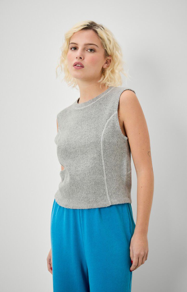 american vintage Debardeur femme Lepbird - GRIS CHINE Sans manches Gris - E22