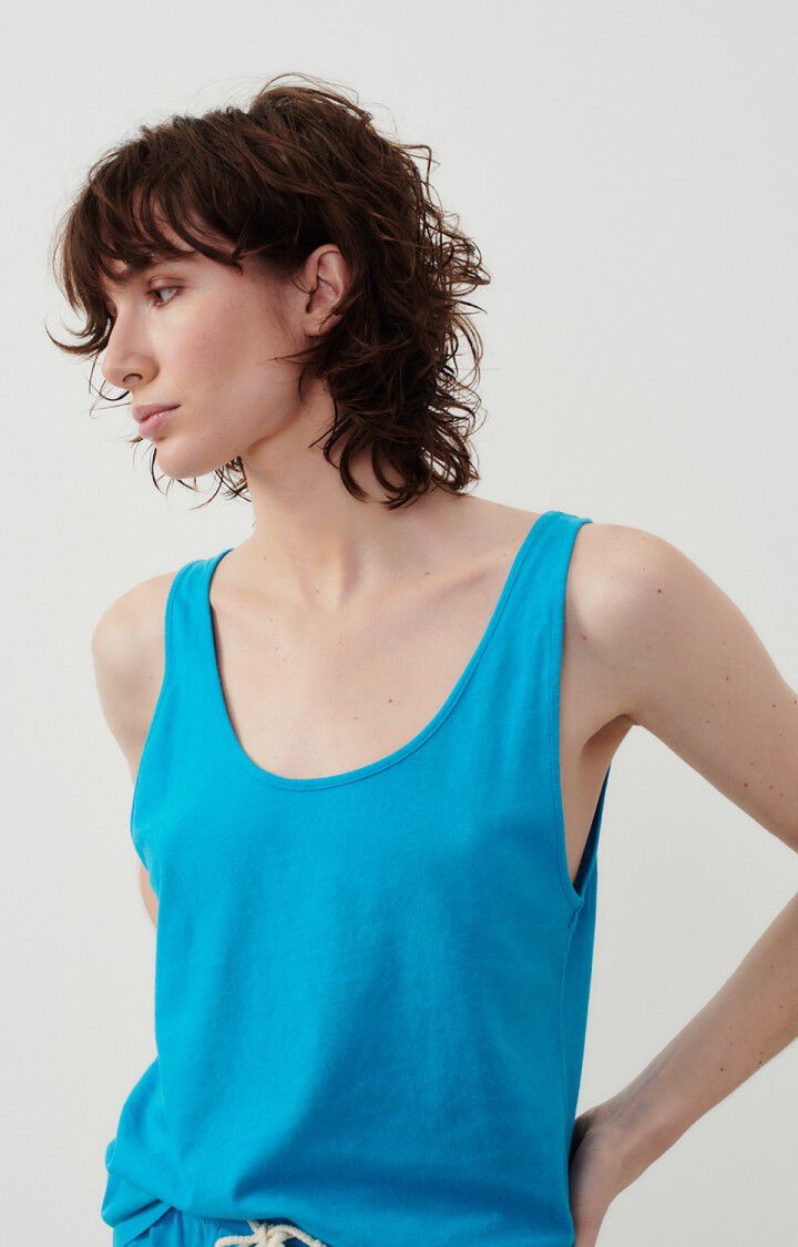 american vintage Débardeur femme Lopintale - COMETE 0 Fines bretelles Bleu - E24