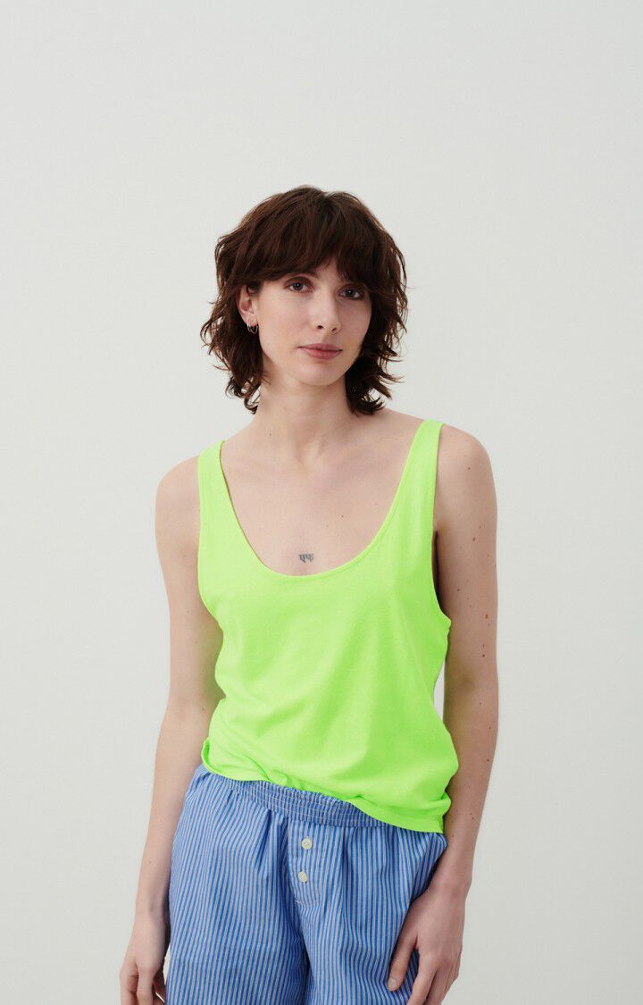 american vintage Débardeur femme Lopintale - POMME FLUO 0 Fines bretelles Vert - E24