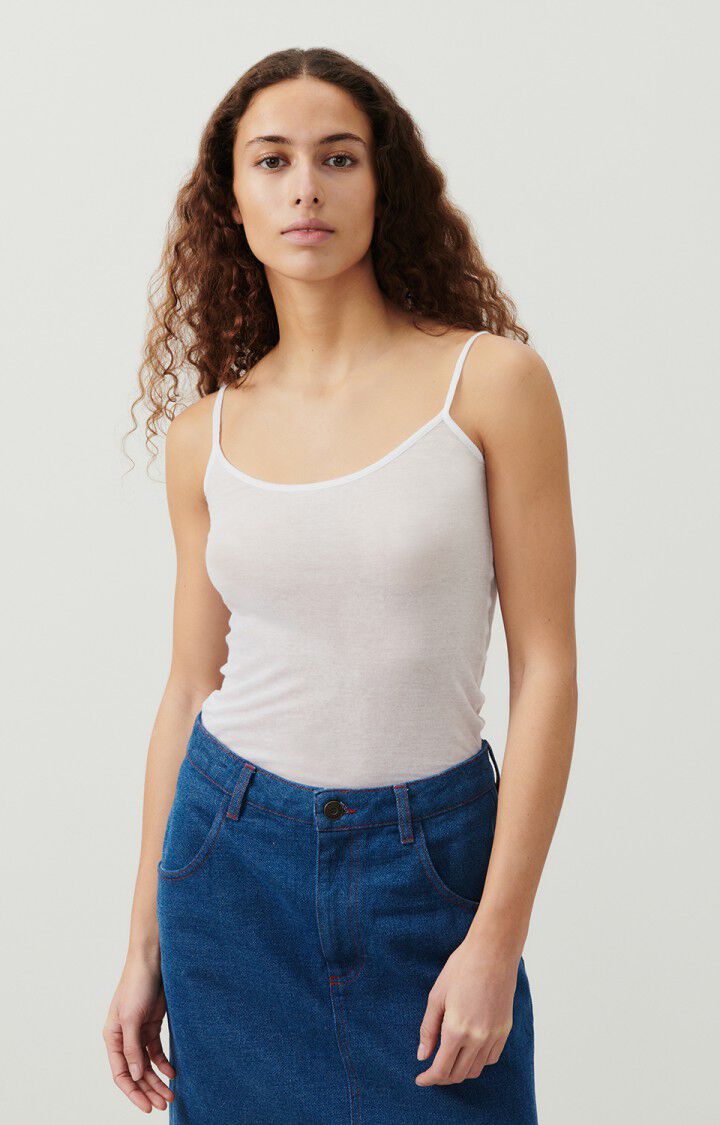 american vintage Débardeur femme Massachusetts - BLANC 0 Fines bretelles Blanc - E25