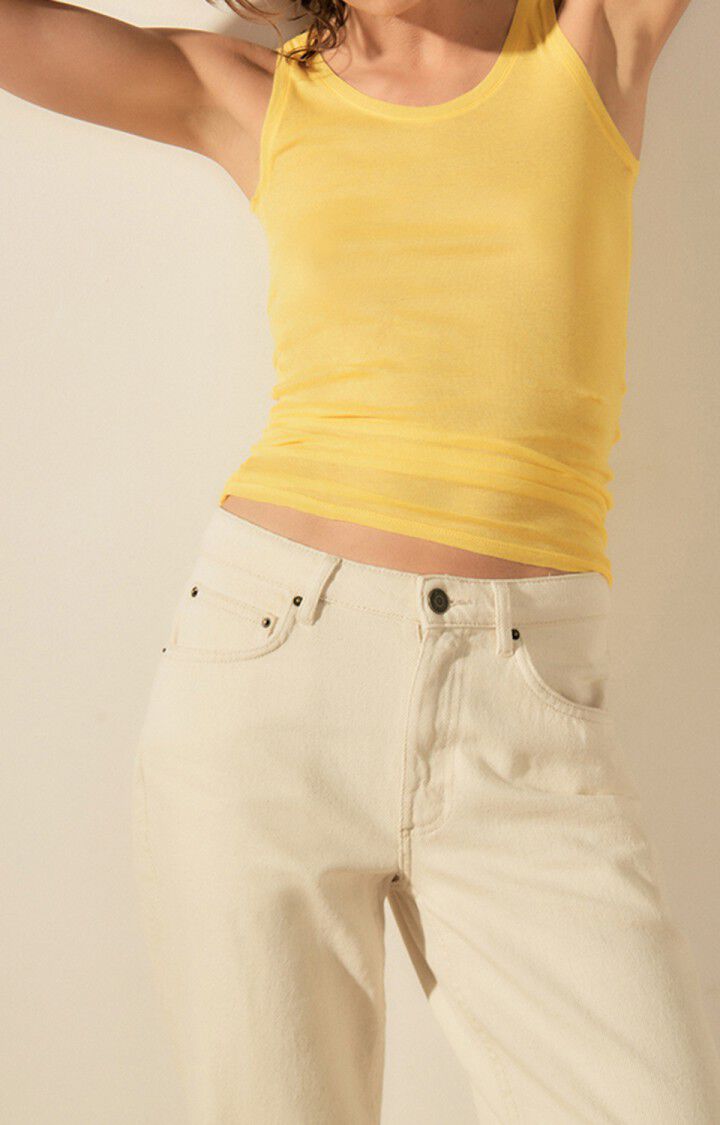 american vintage Débardeur femme Massachusetts - BRIOCHE VINTAGE 0 Sans manches Jaune - E23