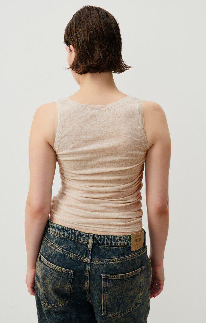 American Vintage Débardeur Femme Massachusetts - CREME CHINE 0 Sans Manches Beige - E25