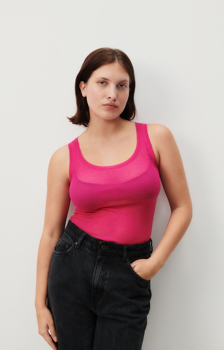 american vintage Débardeur femme Massachusetts - FUCHSIA VINTAGE 0 Sans manches Rose - E24