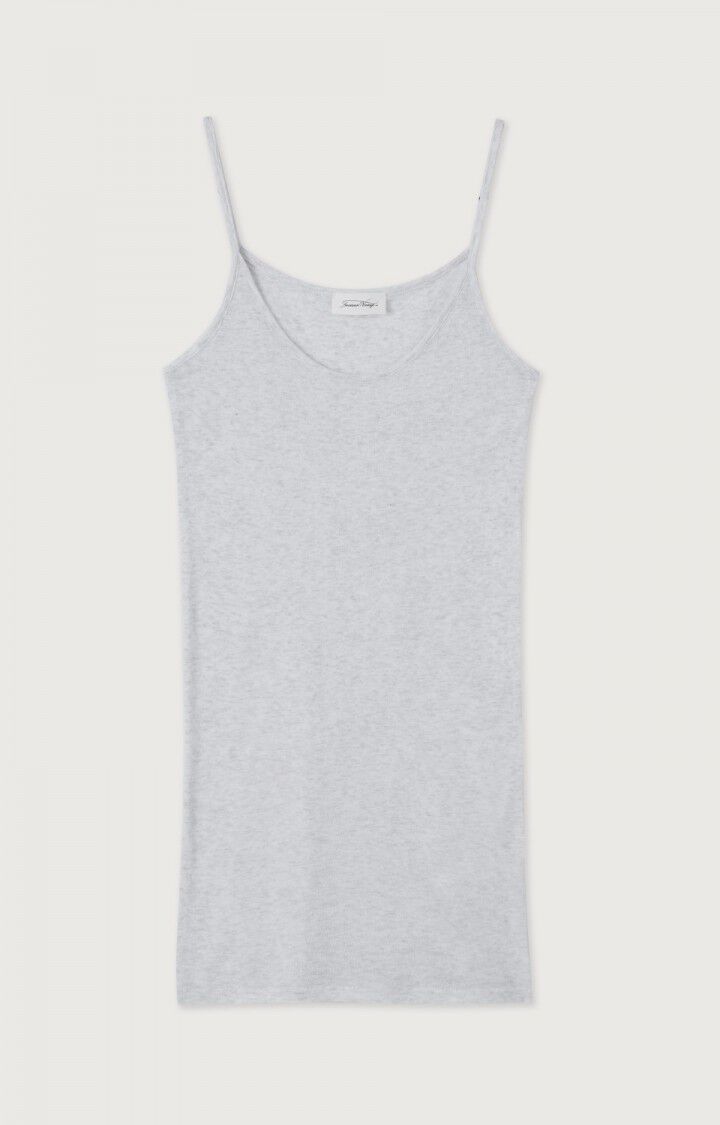 american vintage Débardeur femme Massachusetts - GRIS CHINE 0 Fines bretelles Gris - E24