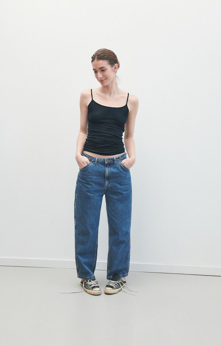 American Vintage Débardeur Femme Massachusetts - NAVY 0 Fines Bretelles Bleu - E24