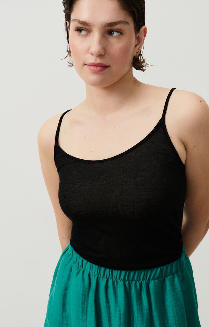 American Vintage Débardeur Femme Massachusetts - NOIR 0 Fines Bretelles Noir - E25