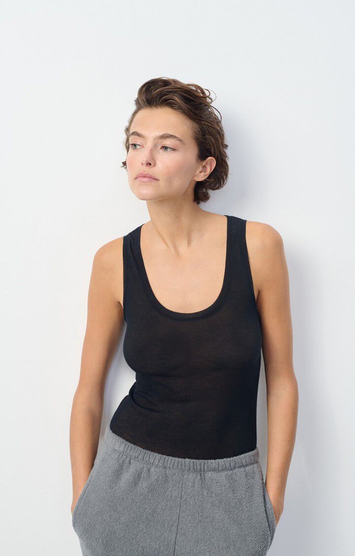 american vintage Débardeur femme Massachusetts - NOIR 0 Sans manches Noir - E25