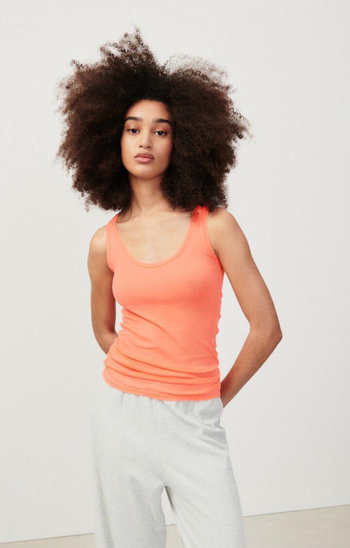 american vintage Débardeur femme Massachusetts - ORANGE FLUO 0 Sans manches Orange - E24