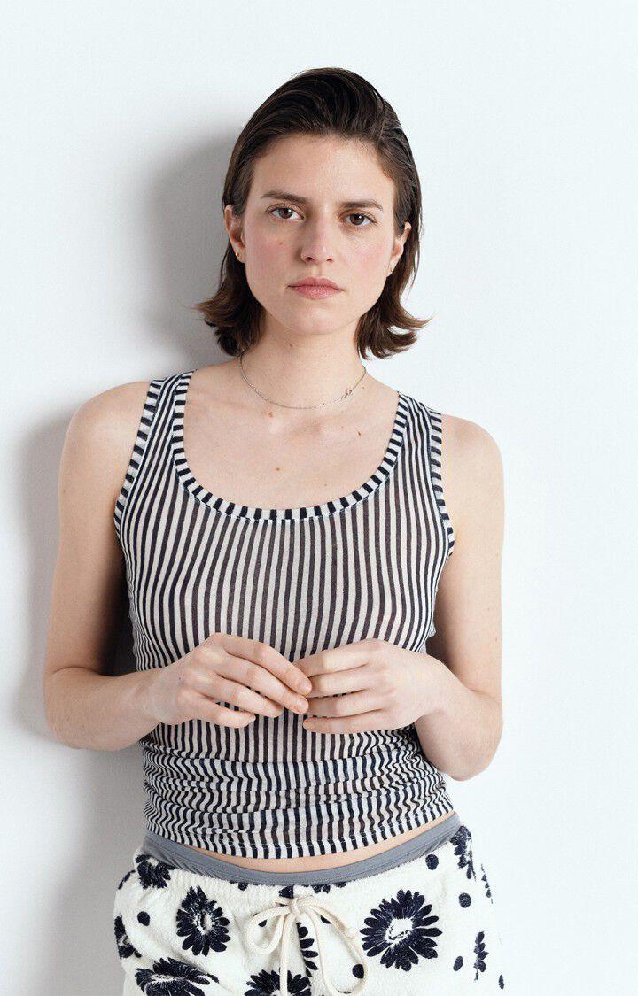 american vintage Débardeur femme Massachusetts - RAYURES NAVY Sans manches Bleu - E25