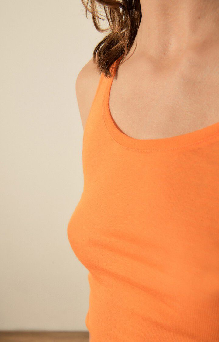 American Vintage Débardeur Femme Massachusetts - VITAMINES VINTAGE 0 Sans Manches Orange - E23