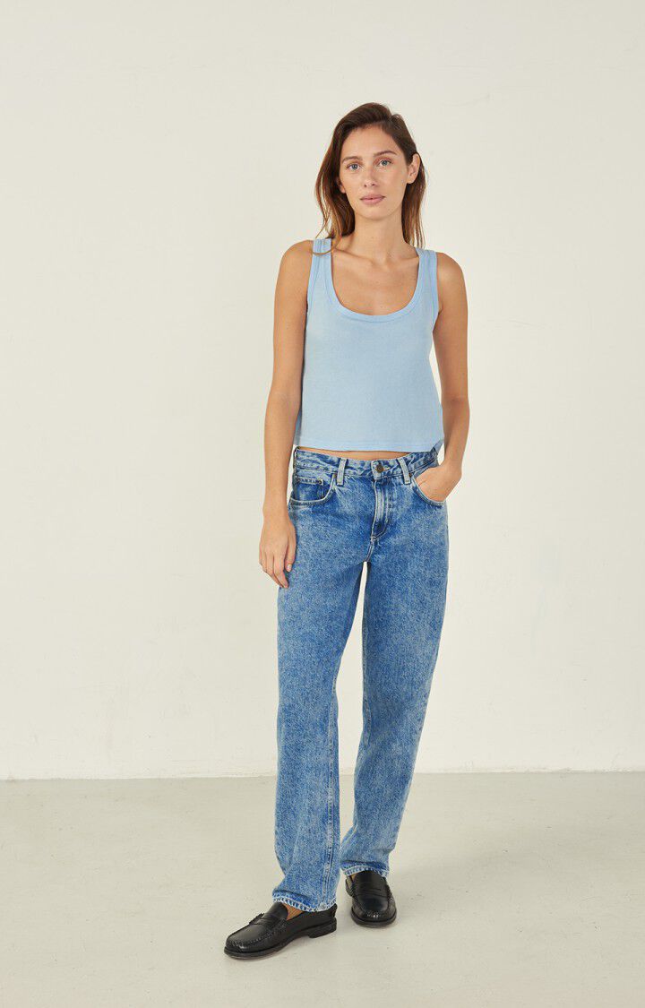 American Vintage Débardeur Femme Nouveau Mexique - BANQUISE Sans Manches Bleu - E21