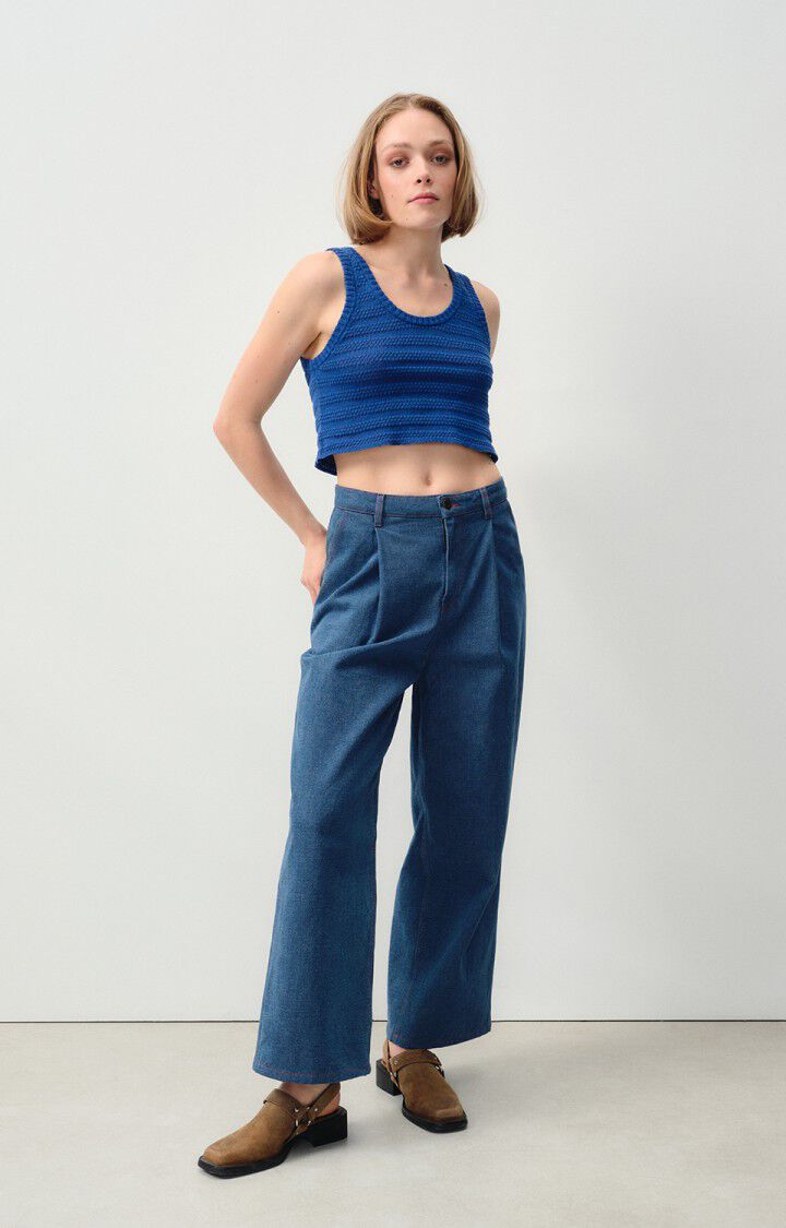 American Vintage Débardeur Femme Nyama - BLEU ROI 0 Sans Manches Bleu - E24