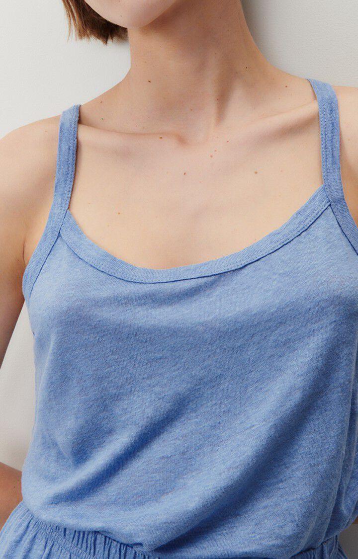 American Vintage Débardeur Femme Pobsbury - BLEU CIEL 0 Fines Bretelles Bleu - E23