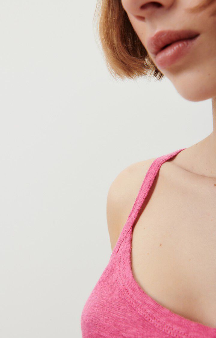 American Vintage Débardeur Femme Pobsbury - MAGENTA 0 Fines Bretelles Rose - E23