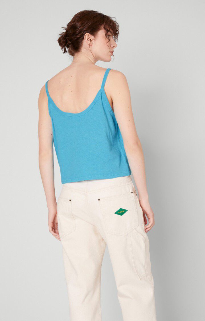 American Vintage Débardeur Femme Poxson - CAPRI VINTAGE Fines Bretelles Bleu - E22