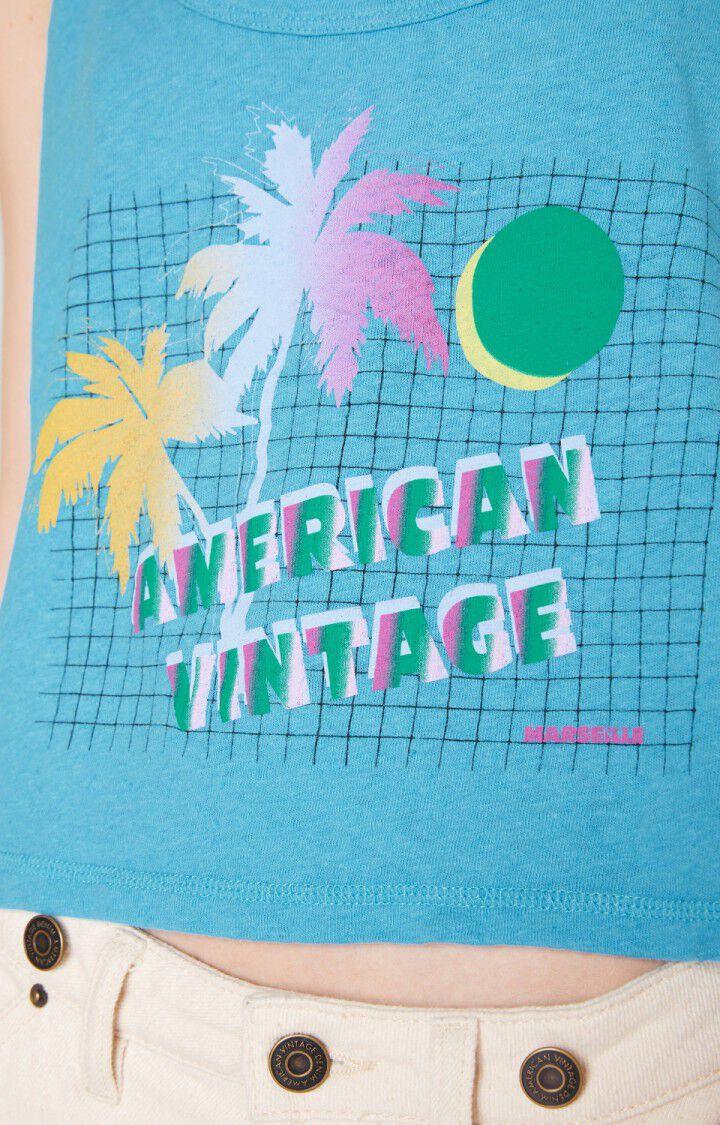 American Vintage Débardeur Femme Poxson - CAPRI VINTAGE Fines Bretelles Bleu - E22