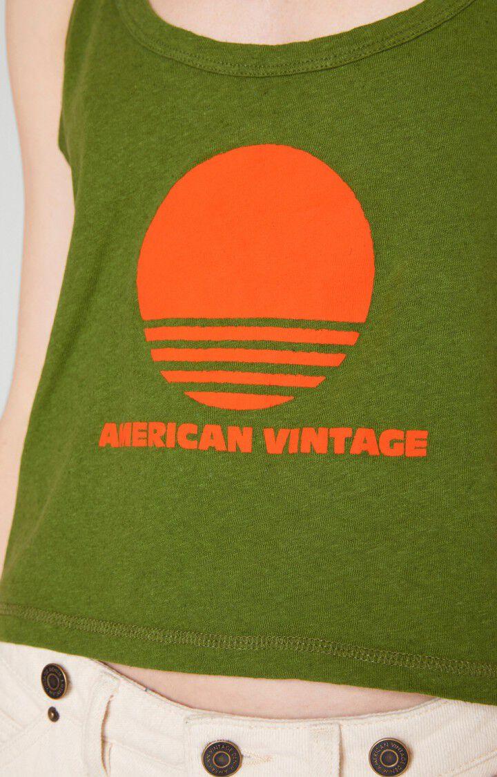 American Vintage Débardeur Femme Poxson - CROCODILE VINTAGE Fines Bretelles Vert - E22