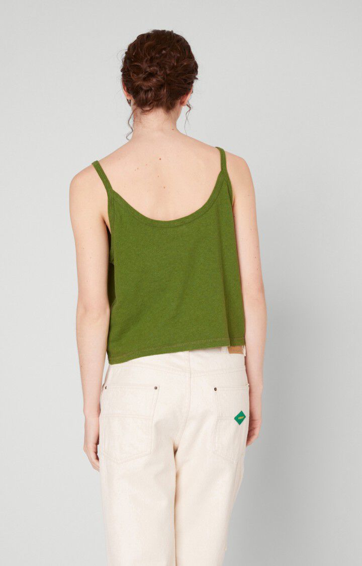 American Vintage Débardeur Femme Poxson - CROCODILE VINTAGE Fines Bretelles Vert - E22B