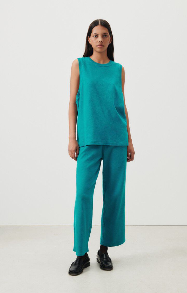 american vintage Débardeur femme Rullow - VERT CANARD 0 Sans manches Bleu - H23