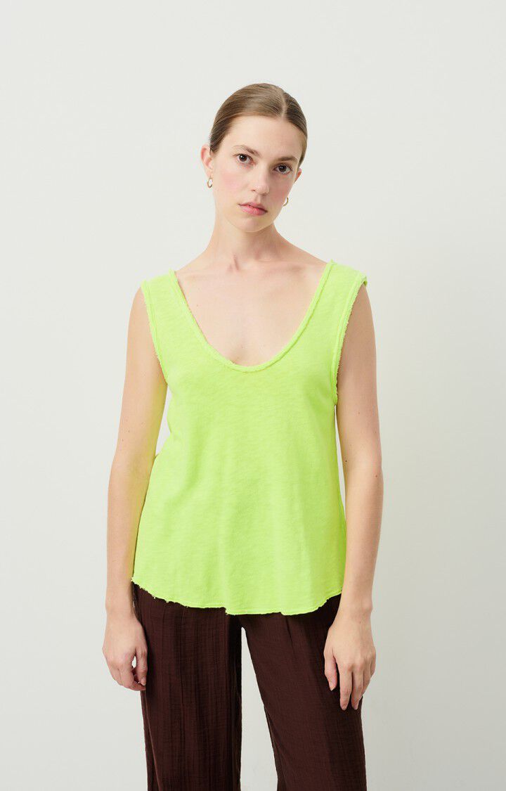 american vintage Débardeur femme Sonoma - JAUNE FLUO 0 Sans manches Jaune - H24