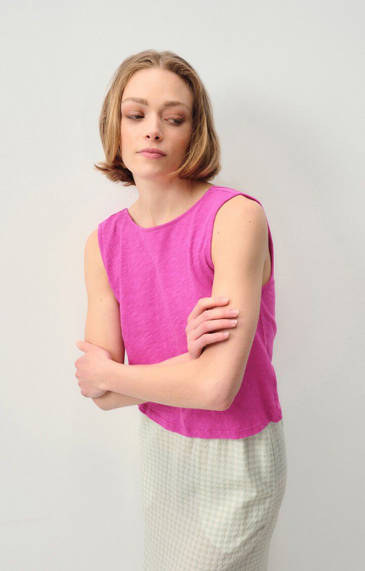 american vintage Débardeur femme Sully - ROSE INDIEN 0 Sans manches Rose - E24