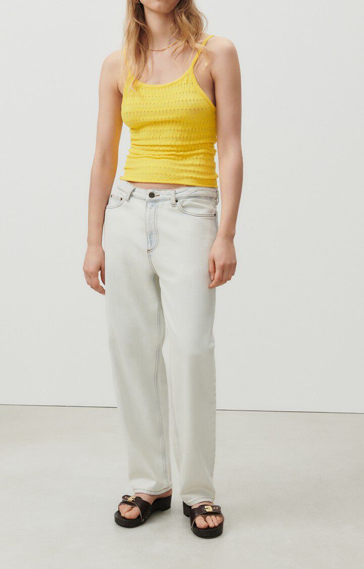 American Vintage Débardeur Femme Tawabay - ACIDE 0 Fines Bretelles Jaune - E23