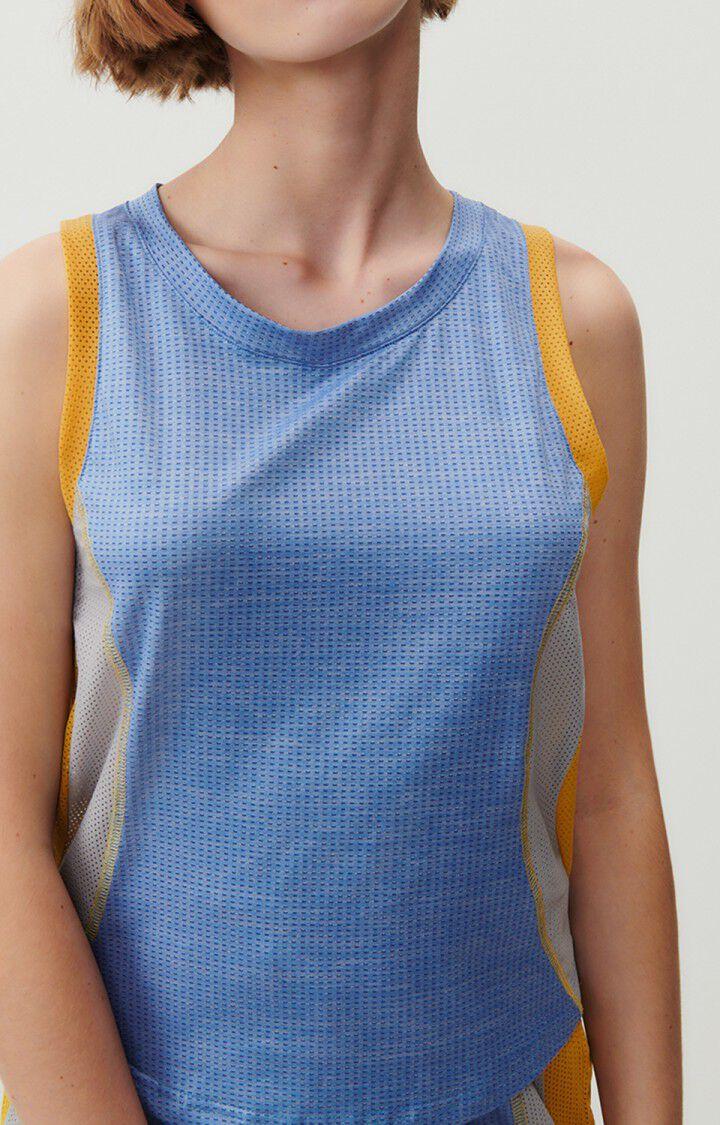 american vintage Débardeur femme Vamy - TRICOLORE BLEU JAUNE ET GRIS 0 Sans manches Bleu - E23