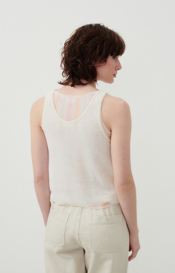 American Vintage Débardeur Femme Yogo - ECRU ET BLANC Sans Manches Beige - E24