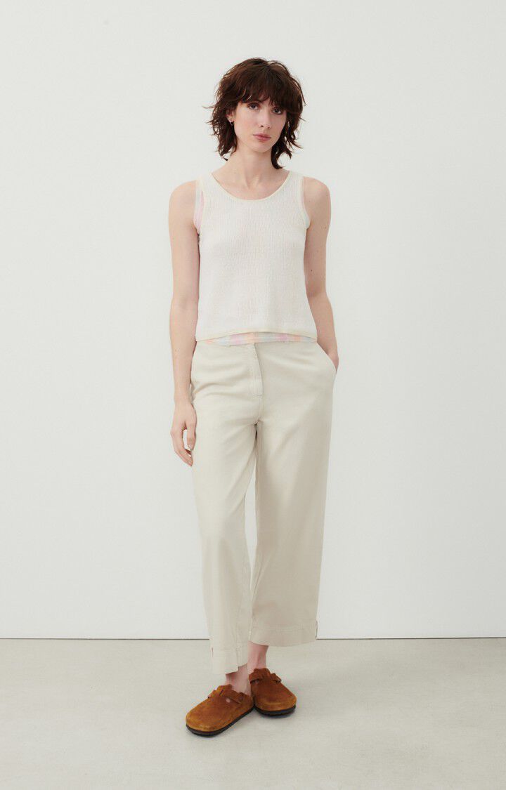 American Vintage Débardeur Femme Yogo - ECRU ET BLANC Sans Manches Beige - E24