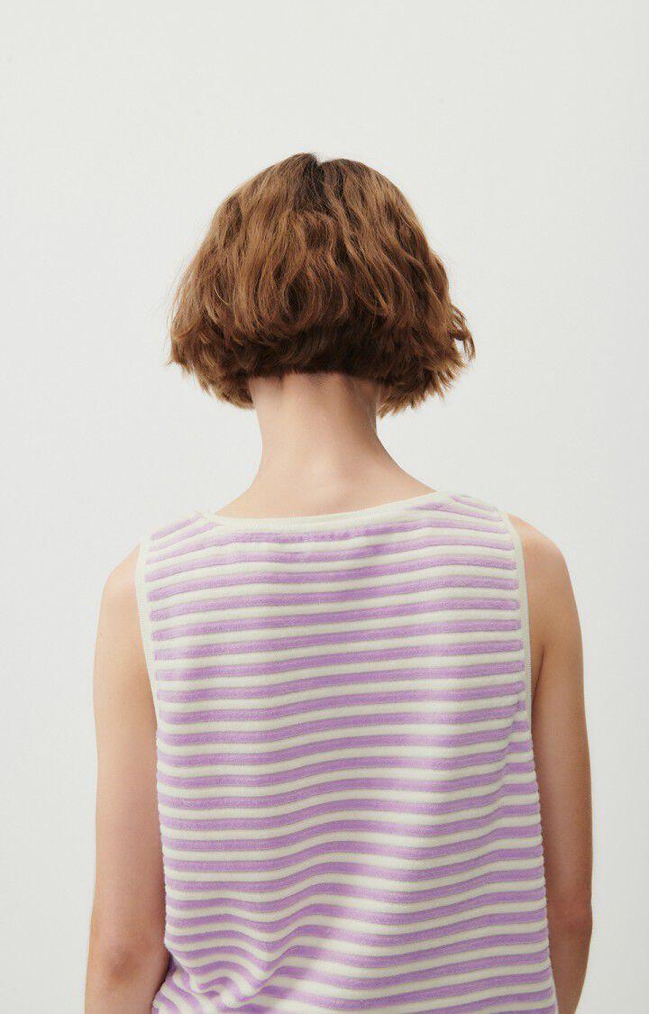 American Vintage Débardeur Femme Yoopa - RAYURES MAUVE ET BLANCHE 0 Sans Manches Blanc - E23