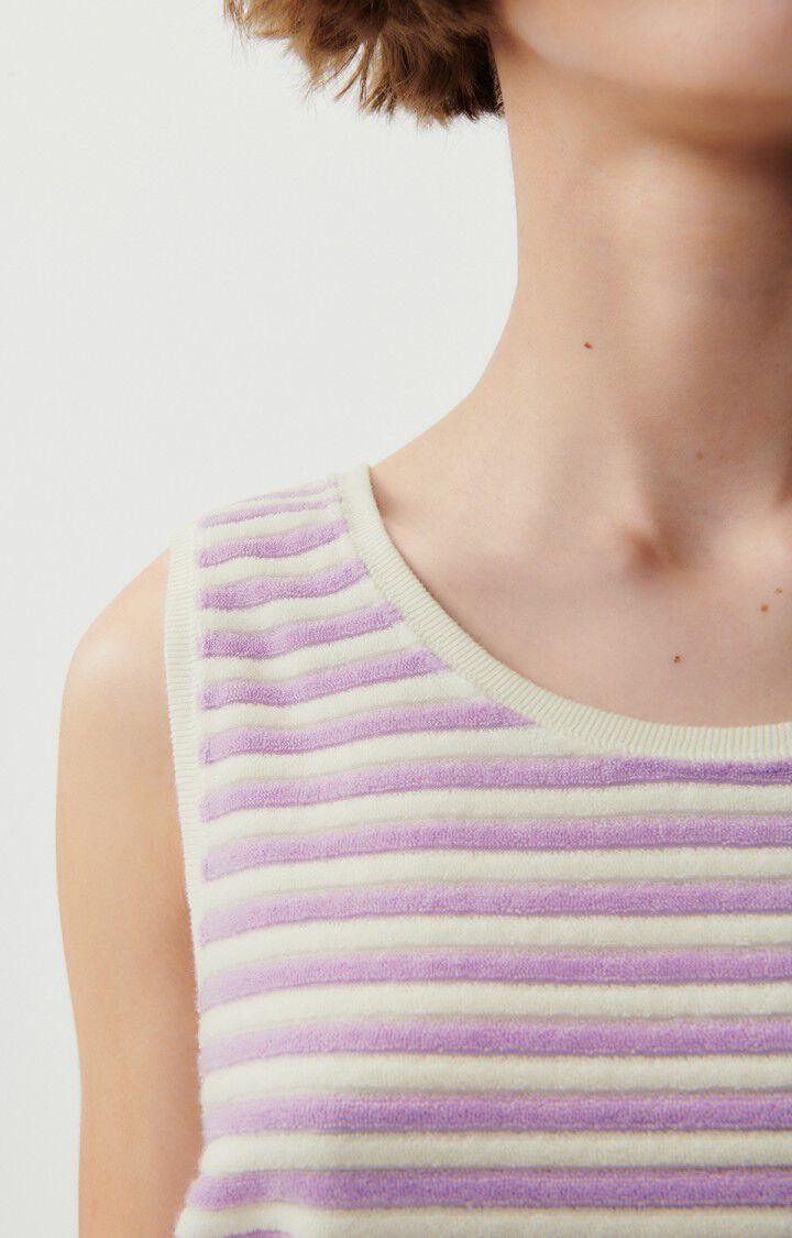 American Vintage Débardeur Femme Yoopa - RAYURES MAUVE ET BLANCHE 0 Sans Manches Blanc - E23