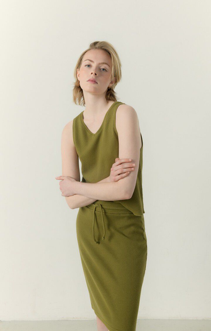 american vintage Débardeur femme Zymy - THYM Sans manches Vert - E23B
