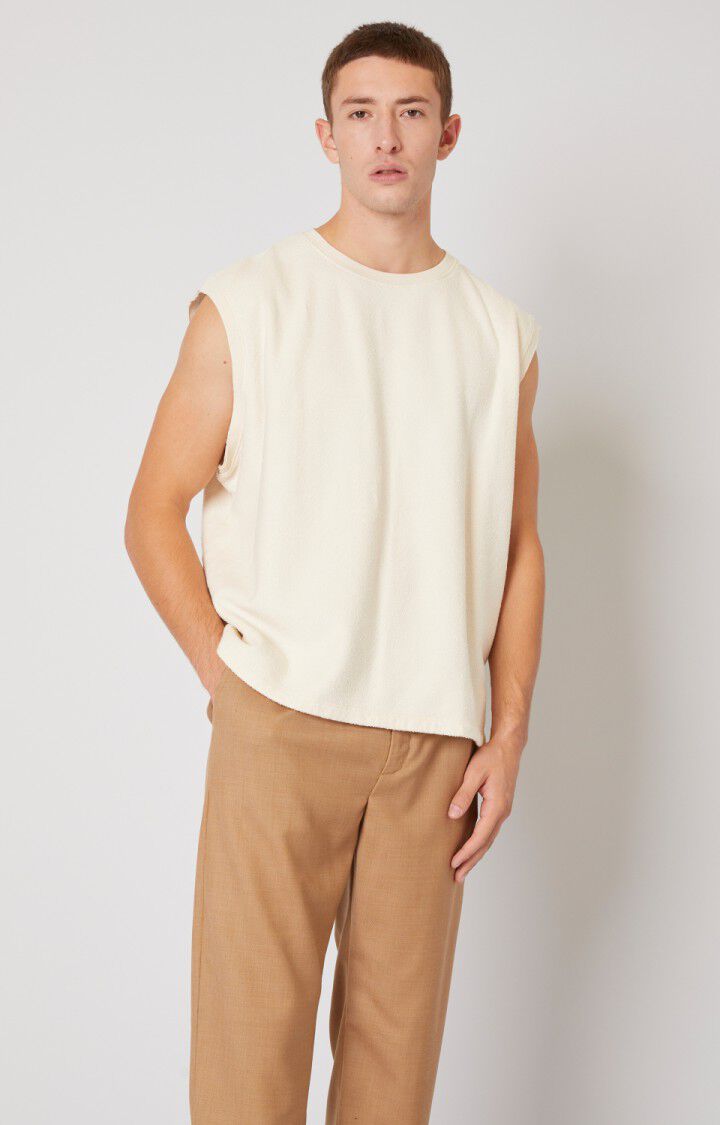 american vintage Débardeur homme Bobypark - ECRU Sans manches Beige - E22