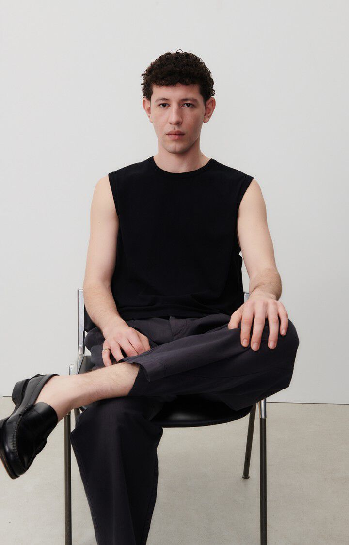 american vintage Débardeur homme Gamipy - NOIR 0 Sans manches Noir - E25