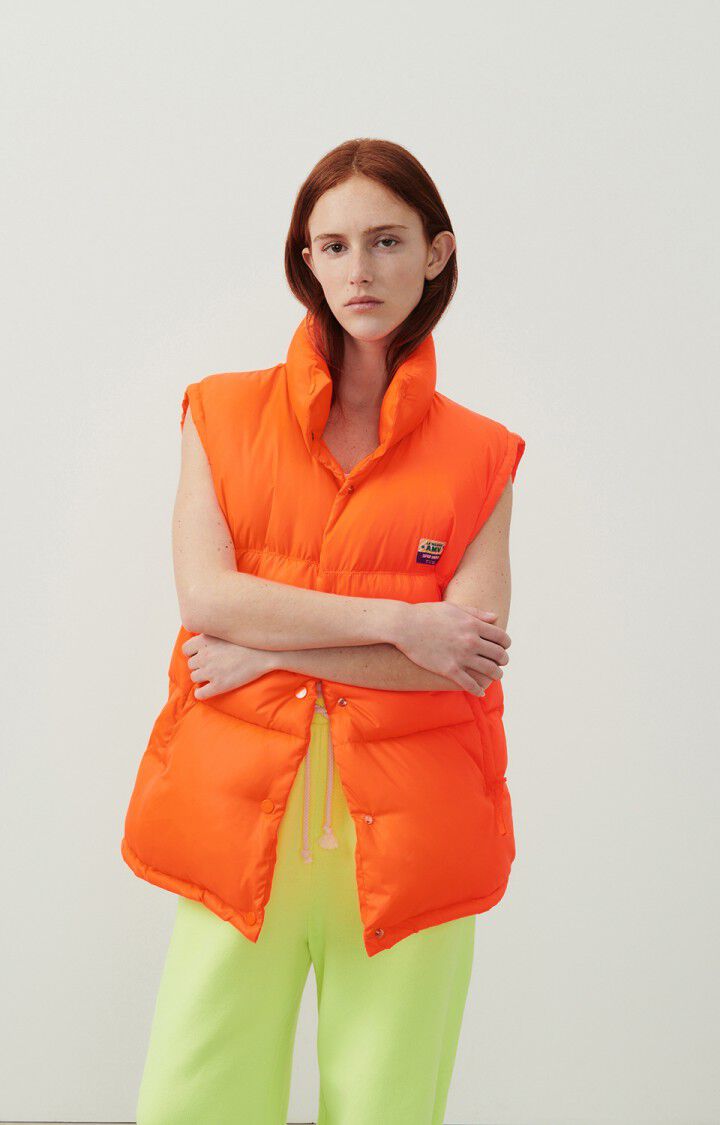 american vintage Doudoune femme Zidibay - FEU 0 Sans manches Orange - E24