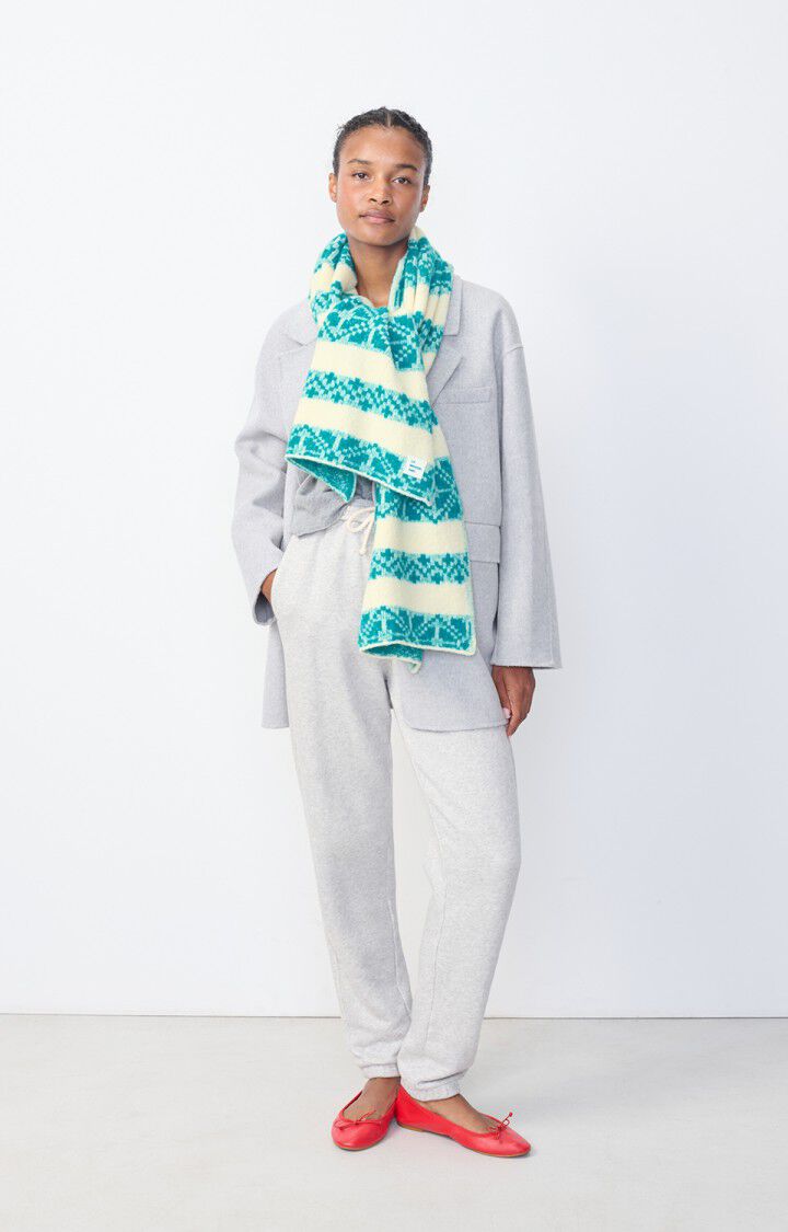 American Vintage Écharpe Mixte Gylson - ECRU JACQUARD TURQUOISE Beige - H24