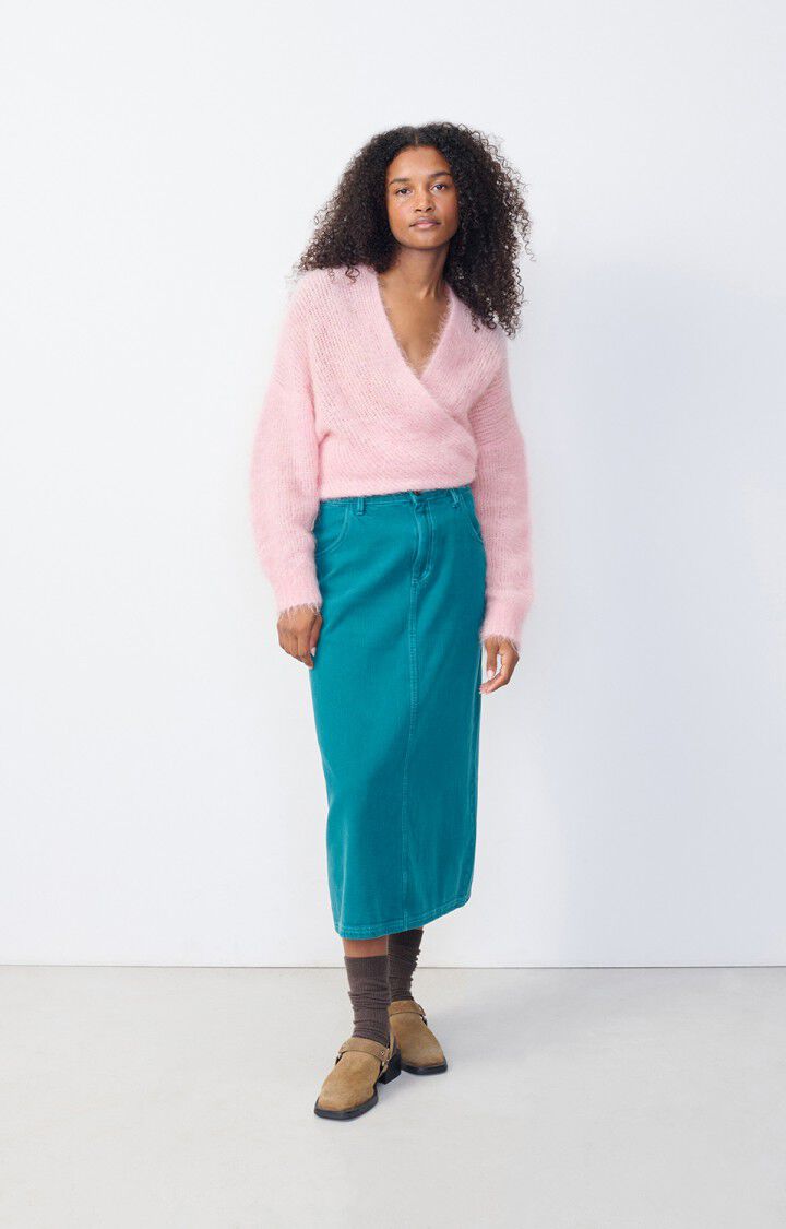 American Vintage Gilet Femme Bymi - BARBE A PAPA CHINE 35 Manches Longues Rose - E25