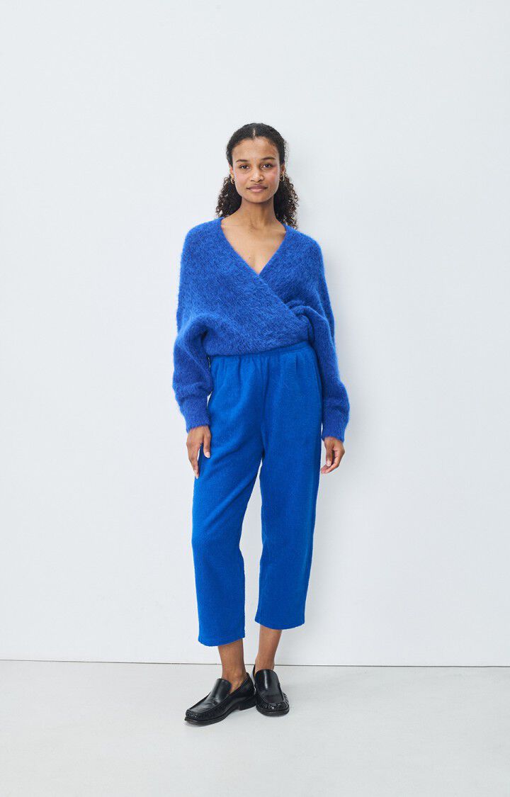 american vintage Gilet femme Bymi - BLEU ROI 35 Manches longues Bleu - E25