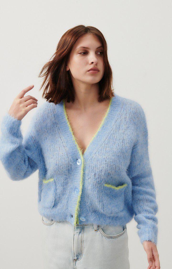 american vintage Gilet femme Bymi - FONTAINE CHINE 50 Manches longues Bleu - E24