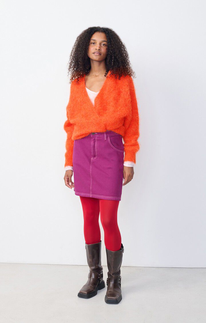 American Vintage Gilet Femme Bymi - ORANGE SANGUINE CHINE 35 Manches Longues Rouge - H24