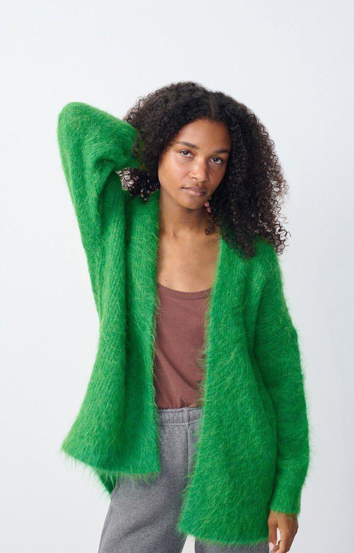 american vintage Gilet femme Bymi - TREFLE CHINE 35 Manches longues Vert - H24
