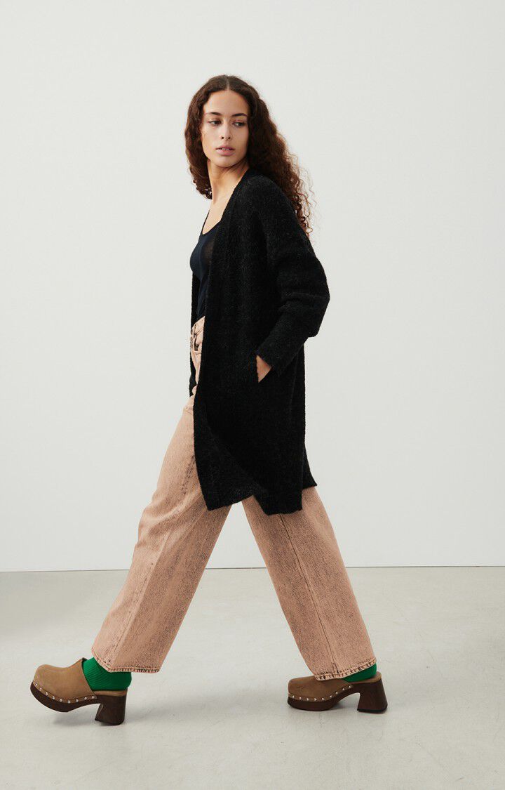 American Vintage Gilet Femme Cikoya - NOIR CHINE 44 Manches Longues Noir - H23