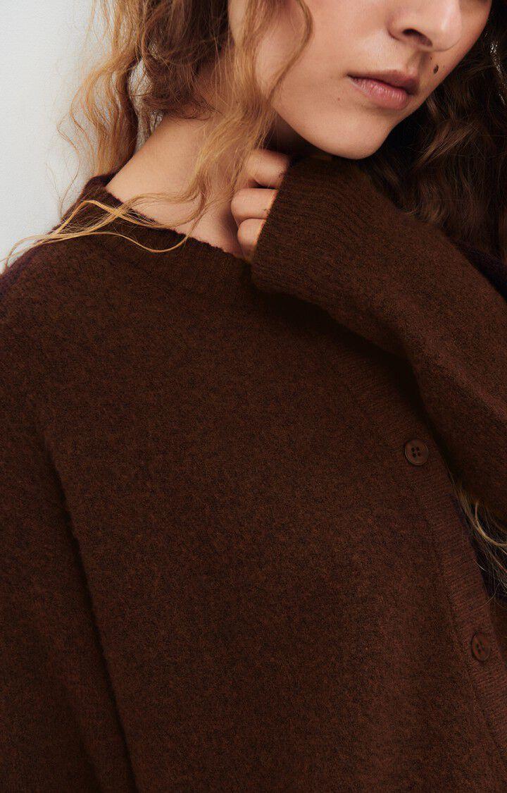 American Vintage Gilet Femme Damsville - BROWNIE CHINE NOIR 55 Manches Longues Marron - H24