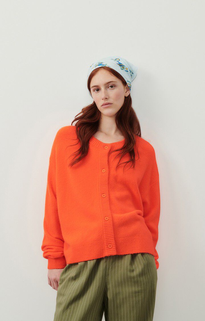 american vintage Gilet femme Damsville - FEU 55 Manches longues Orange - E24